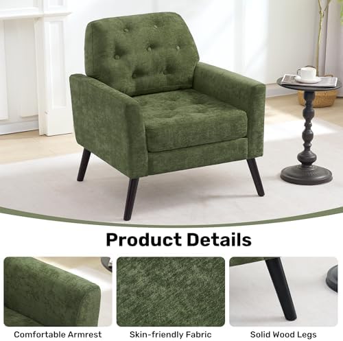 Accent Chair Set of 2, Mid Century Modern Living Room Chairs Reading Chair Up...