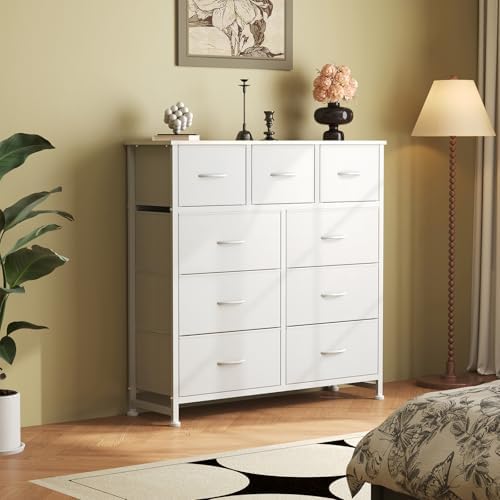 DUMOS 9 Drawer Dresser for Bedroom, Storage Organizer Chest of Drawers