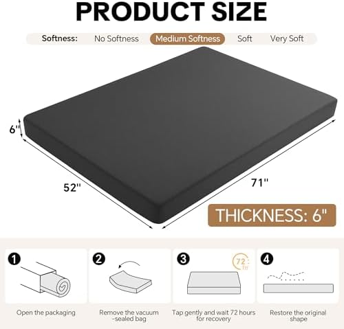 MABOZOO 6 Inch Full Size Futon Mattress, Foldable Futons Sofa Couch Bed Foam ...