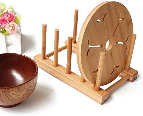 YWSHF 2 PCS Bamboo Wooden Dish Rack Dishes Drainboard Drying Drainer Storage - Image 4