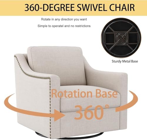 Swivel Accent Chair Set of 2，Armchair，Bronze Nail Decoration Comfy Living Roo...