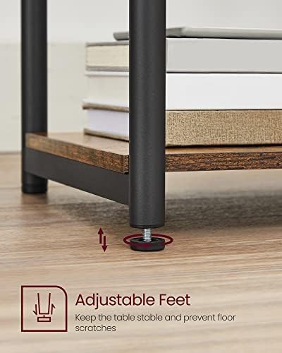 VASAGLE Side Table, Small End Table, Tall Nightstand, Steel Frame