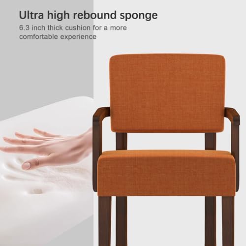 FAGAGA Accent Chair, Mid-Century Armchair with Solid Wood Frame, Orange