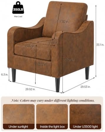 LEVELEVE Accent Arm Chair – Retro Cowhide, Upholstered Scooped Comfy Reading ...