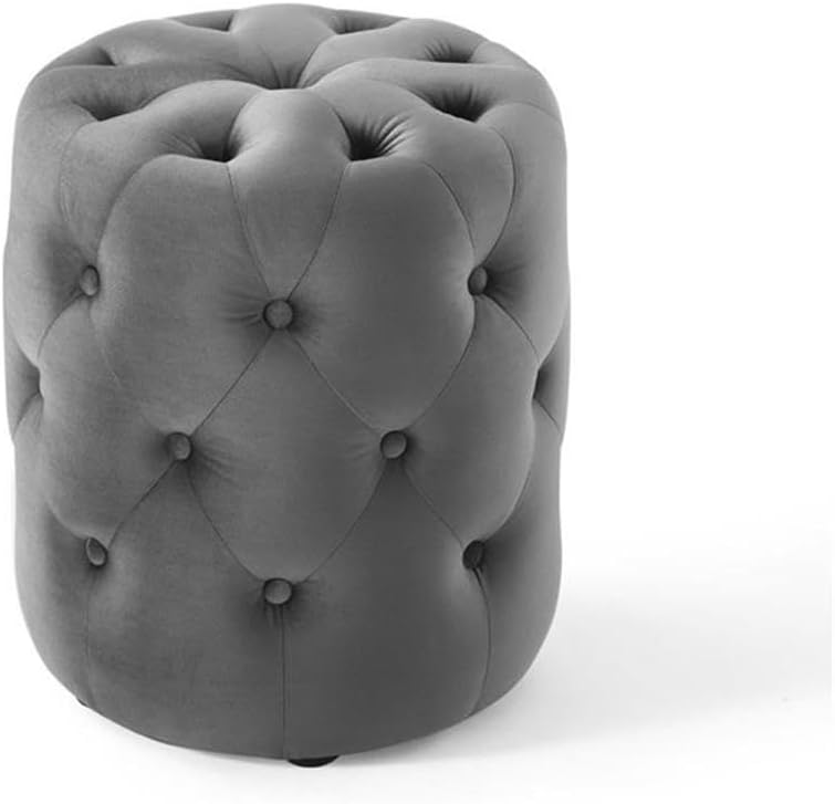 Modway EEI-3778-GRY Anthem Tufted Button Round Performance Velvet Ottoman, Gray