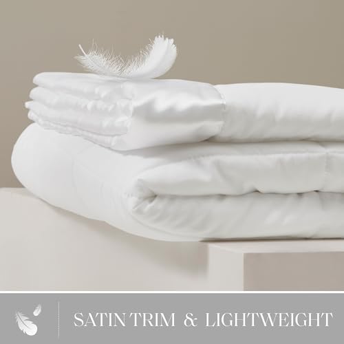 Madison Park Down Alternative Queen Blanket for Bed, Satin Trim, White