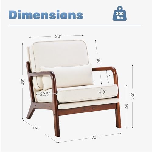 DUMOS Mid Century Accent Chairs Set of 2, 16'' Seat Height Lounge Chair
