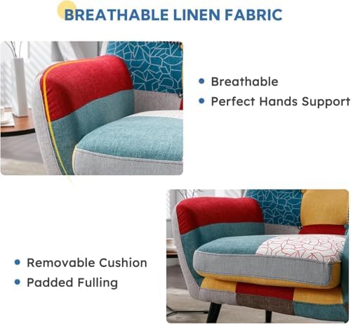Bonzy Home Modern Colorful 3 Piece Coroful Fabric Sofa Set, Included Accent C...