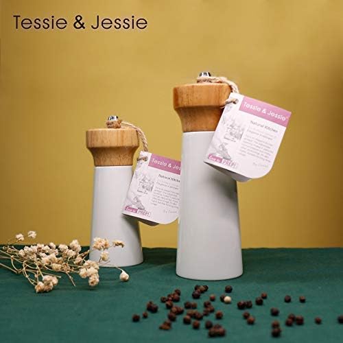 Salt and Pepper Grinders White Salt Shaker Wooden Pepper Salt Grinder Set - Image 6
