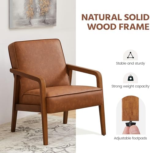 Yaheetech Accent Chair, Mid-Century Modern, Light Brown