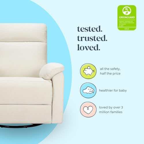 Davinci Suzy Swivel Recliner in Vanilla, GREENGUARD Gold & CertiPUR-US® C...