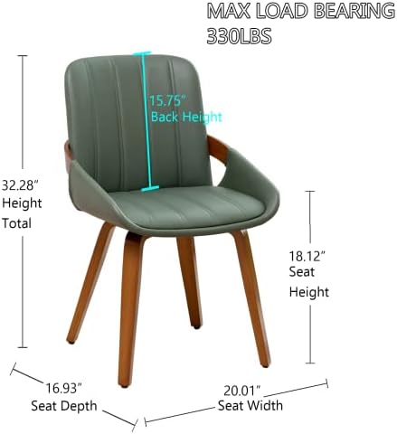 Mid Century Modern Faux Leather Upholstered Dining Room Chairs,Armless Accent...