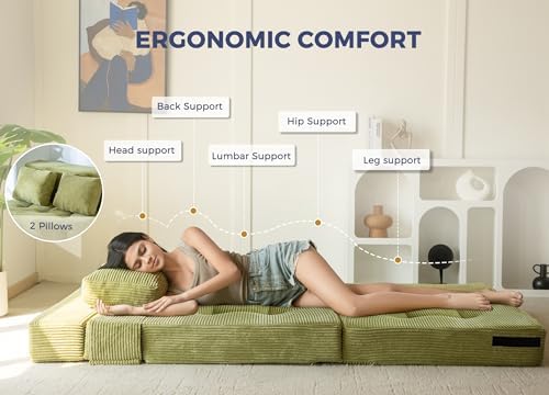MAXYOYO Convertible Sofa Bed, Fold Out Sofa Couch with Pillow for Adults