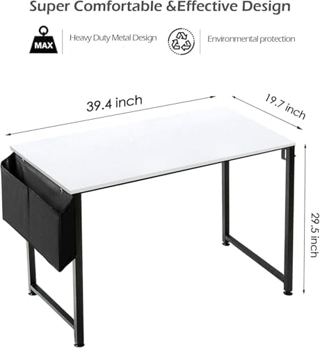 Lufeiya Computer Desk White Writing Table for Small Spaces Home Office 39 Inc...