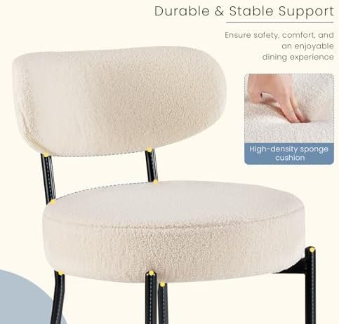 DUMOS Dining Chairs Set of 6, Mid Century Modern Chair Round Upholstered Curv...