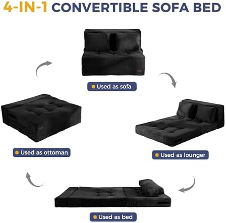 MAXYOYO Convertible Sofa Bed, Fold Out Sofa Couch with Pillow for Adults
