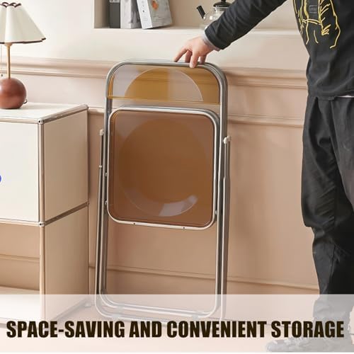 2 Pack Acrylic Folding Chair,Brown