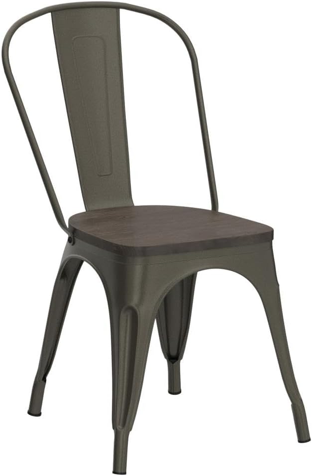Yaheetech Metal Dining Chairs Set of 4, Industrial Stackable Kitchen Chairs w...