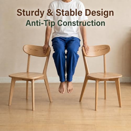100% Solid Oak Dining Chairs Set of 4, Mid-Century Modern Dining Room Chairs,...