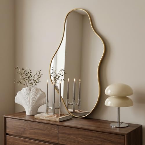 Irregular Wall Mirror 22"x40" Gold Abstract Asymmetrical Mirrors fo...