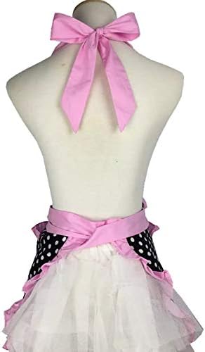 Hyzrz Cute Apron Retro Black Polka Dot Retro Ruffle Side Vintage Cooking Aprons - Image 4