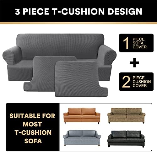 PrinceDeco T Cushion Loveseat Slipcover 3 Pieces Sofa Covers for T Cushion So...