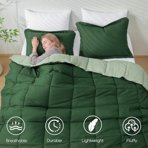 HIG 3pc Green Queen Size Bedding Comforter Set Duvet Insert Blanket