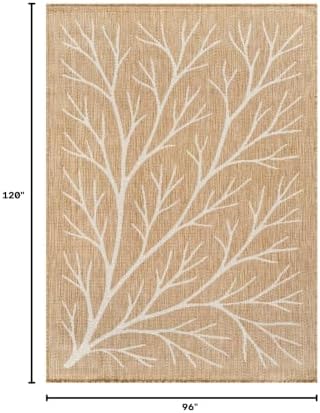 Washable Indoor Outdoor Rug 8x10 Modern Area Rugs Branch Pattern Non Shedding...
