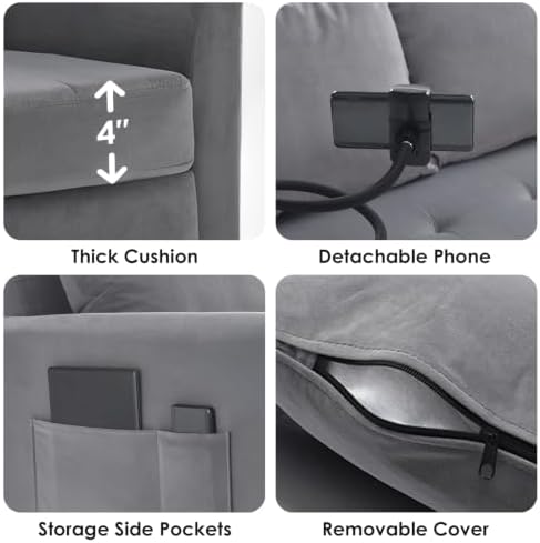 3 in 1 Convertible Pull Out Sleeper Couch Sofa Bed, Grey