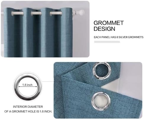 MIULEE 100% Blackout Linen Curtains for Bedroom 52x84 Inches Dusty Blue