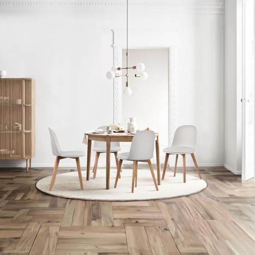 2xhome Modern Armless Dining Chair | Plastic Shell with PU Leather Cushion Pa...