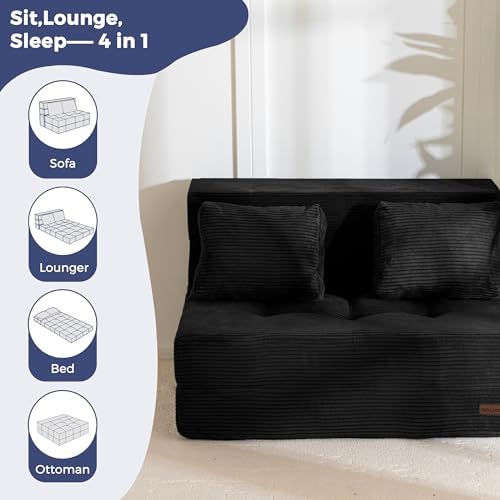 MAXYOYO Convertible Sofa Bed, Fold Out Sofa Couch with Pillow for Adults