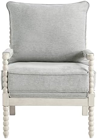 OSP Home Furnishings Kaylee Spindle Accent Chair with Antique White Wood Fram...