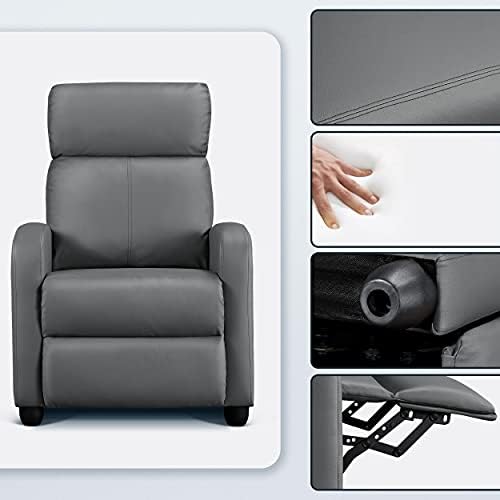 Topeakmart PU Leather Recliner Chair Home Theater Seating Gray