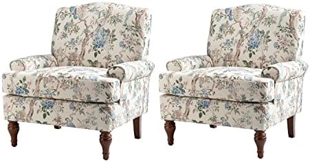 HULALA HOME Accent Chair Set of 2 with Solid Legs & Removable Cushion, Fa...