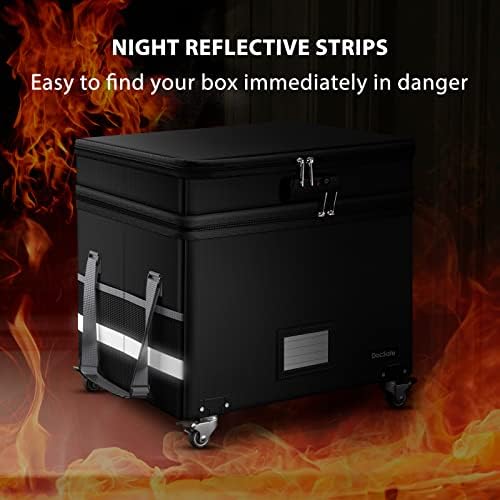 DocSafe Fireproof Document Box with Lock,2-Layer File Box with Wheels,Collaps...