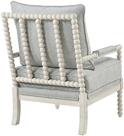 OSP Home Furnishings Kaylee Spindle Accent Chair with Antique White Wood Fram...