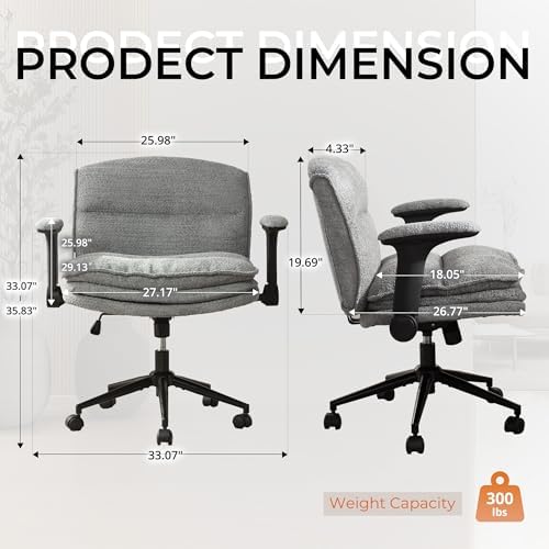 Dowinx Criss Cross Chair with Adjustable Flip-up Arms and Wheels, Comfort Erg...