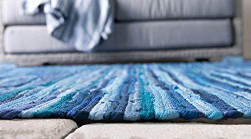 Unique Loom Chindi Cotton Collection Soft Hand Woven Natural Fiber Striped Ar...