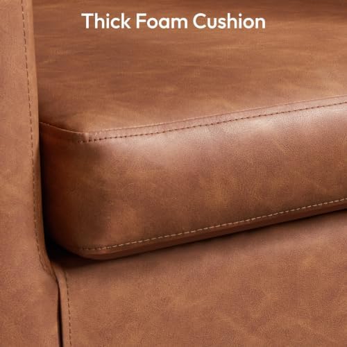 Yaheetech Barrel Accent Chair, Mid Century Armchair, Brown
