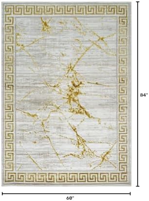 GLORY RUGS Area Rugs Marble 5X7 Cream Gold Carpet Modern Abstract Rug Living ...