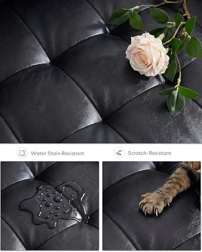 TYBOATLE Black Faux Leather Accent Chairs, Tufted Comfy Armchair (Black, 1)