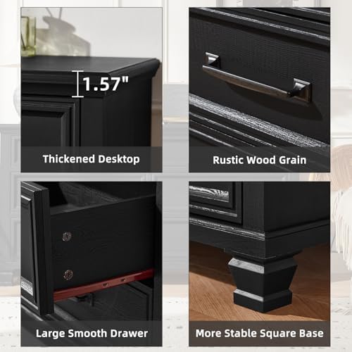 SAVOR LIFE Farmhouse 7 Drawer Dresser for Bedroom, Black