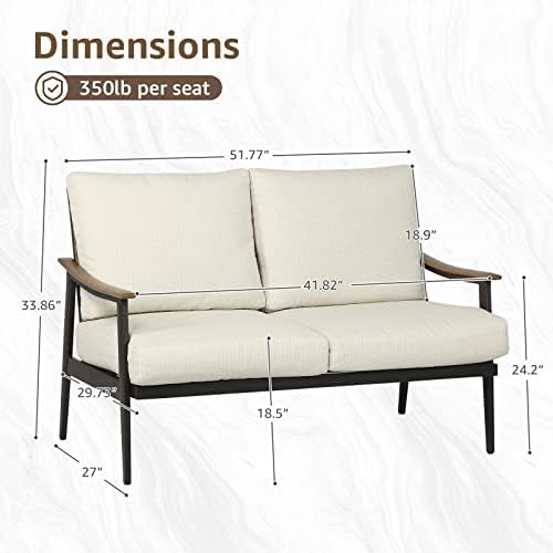 NATURAL EXPRESSIONS Patio Outdoor Loveseat, Wicker Back, Woodgrain Armrest