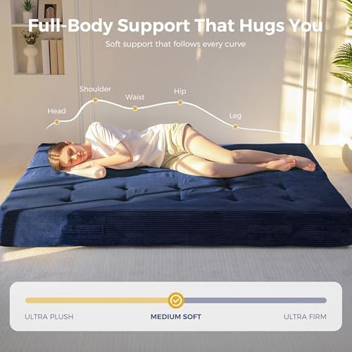 MAXYOYO Foldable Mattress, 8-Inch Tufted Futon Mattress with Handles