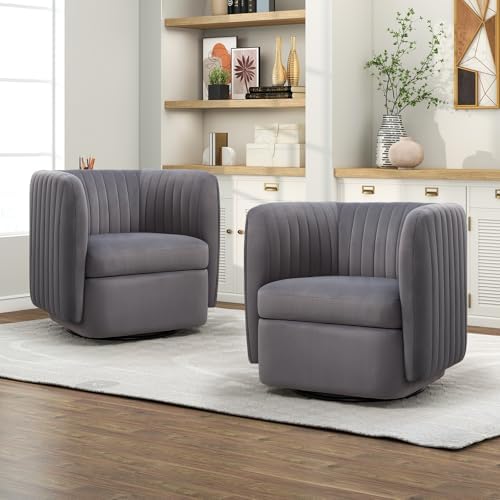 CANMOV Swivel Accent Chair, 360° Swivel Chair with Thick Padded Cushion, Swiv...