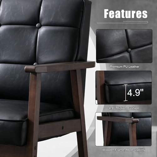 Okeysen Accent Chairs Set of 2, Mid Century Modern Accent Chair, Retro Wood a...