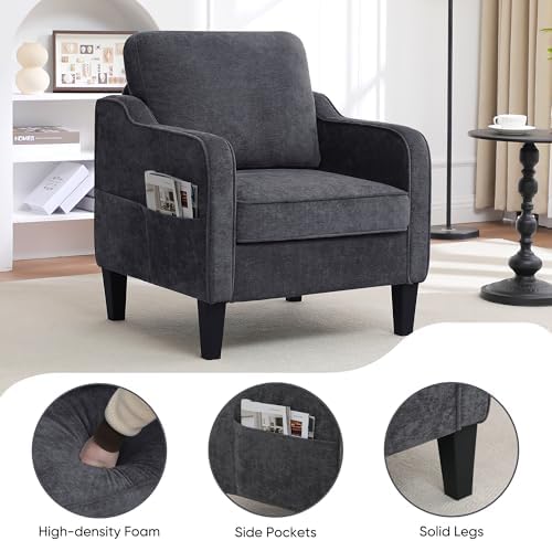 Accent Chair for Living Room, Mid Century Modern Reading Chair for Bedroom, U...