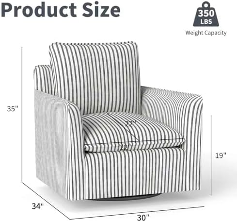 INZOY Swivel Accent Square Chair with Thick Padded Backrest Cushion, Swivel R...