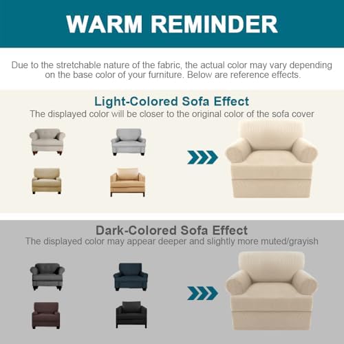 Turquoize T Cushion Chair Slipcover Armchair Slipcover for Living Room Stretc...